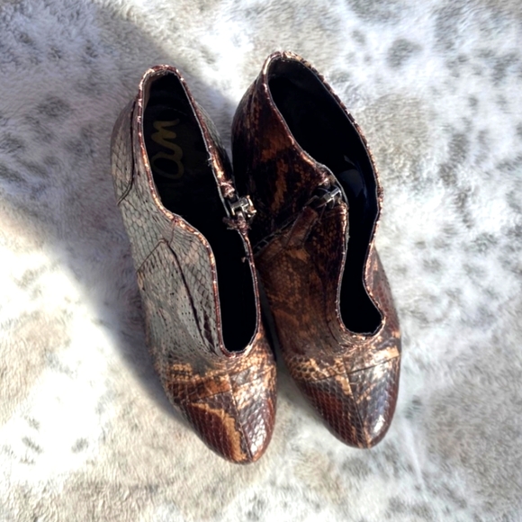 Sam Edelman Rust Python Snakeskin Ankle Boot Booties - Picture 4 of 9